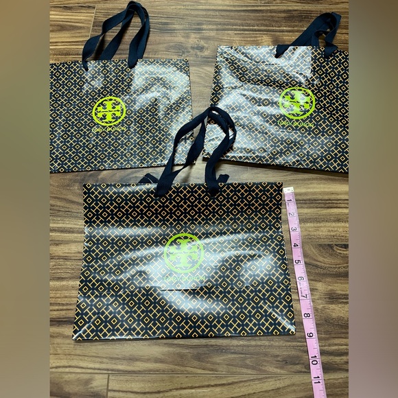 Tory Burch lot of 3 medium size shopping bags with fabric handles - Picture 2 of 3